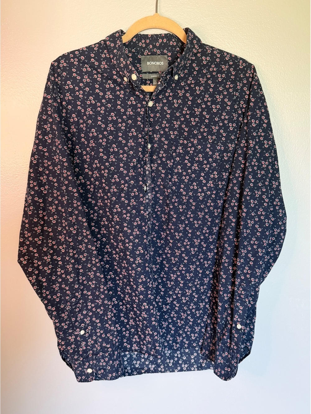 Bonobos Men's Standard Fit Dress Shirt with Floral Print, Size Large